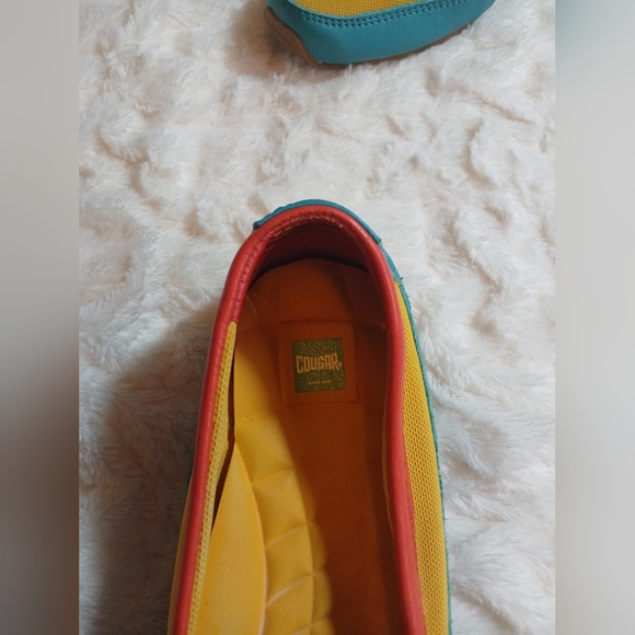 Cougar Shoes Extatic Leather Mesh Slip On Flat Yellow Orange Blue Size 9M - Picture 7 of 10